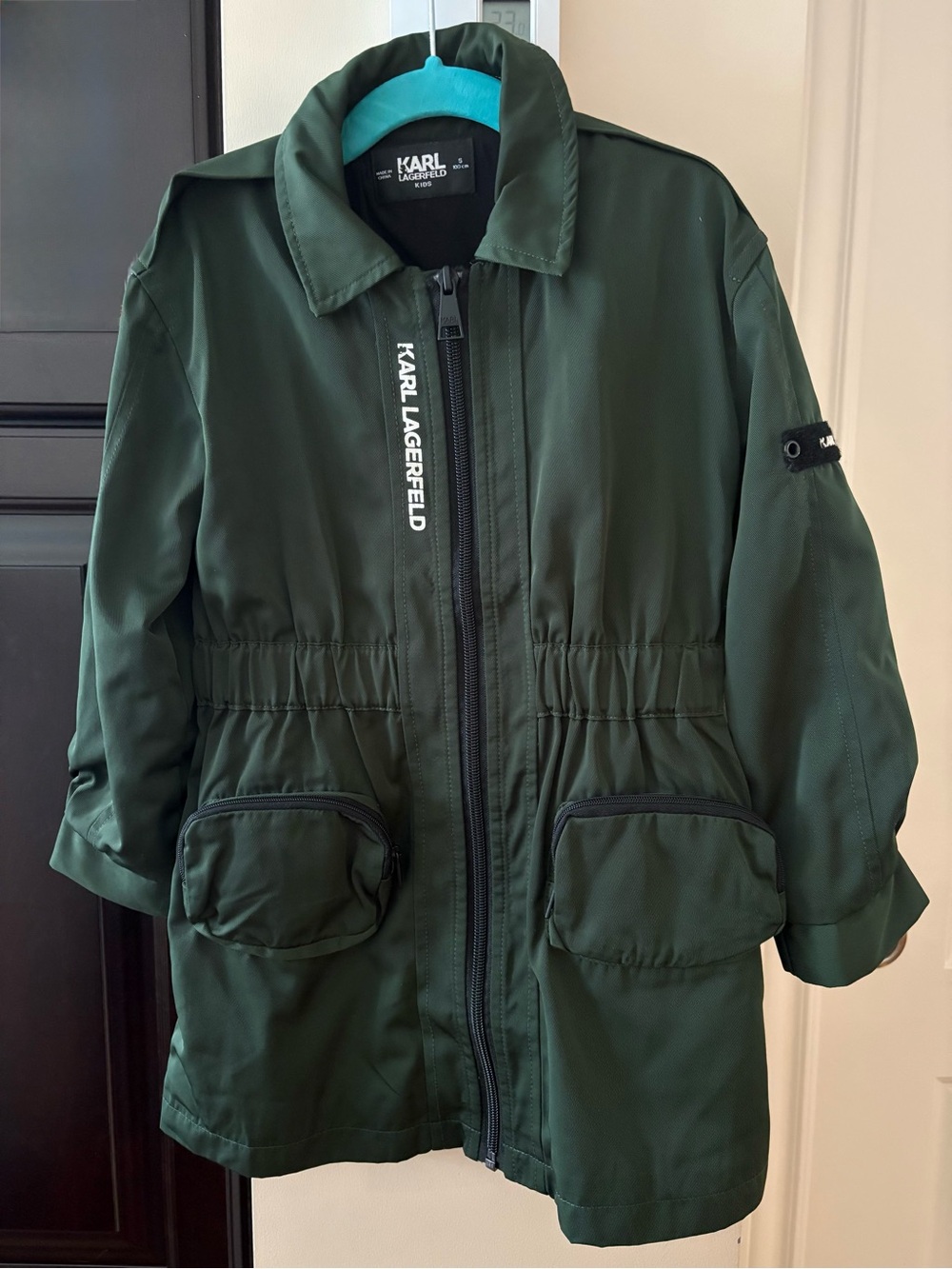 Karl Lagerfeld Dark Green Girls' Casual Coat with Branded Zip